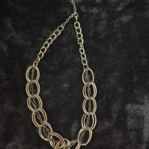 Gold Tone Mixed Metal Link Necklace